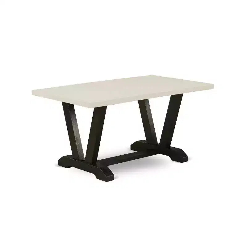 Table à manger 5 pièces rectangulaire avec plateau en bois massif finition chêne naturel et 4 chaises avec