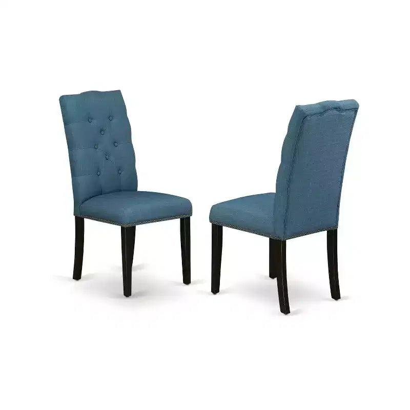 Table à manger 5 pièces rectangulaire avec plateau en bois massif finition chêne naturel et 4 chaises avec