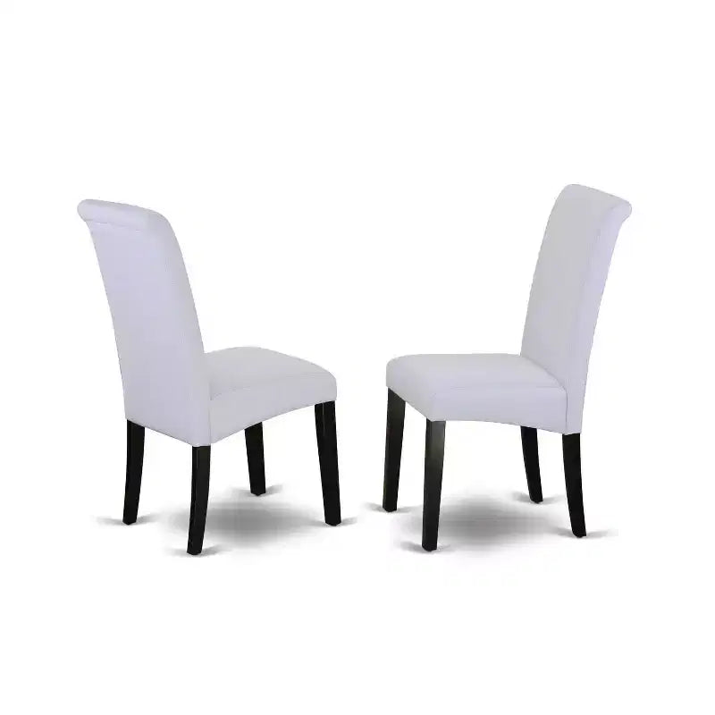 Petit ensemble de salle à manger rond - Table et chaises 3 pièces - Tissu gris-bleu lin - Design baroque moderne