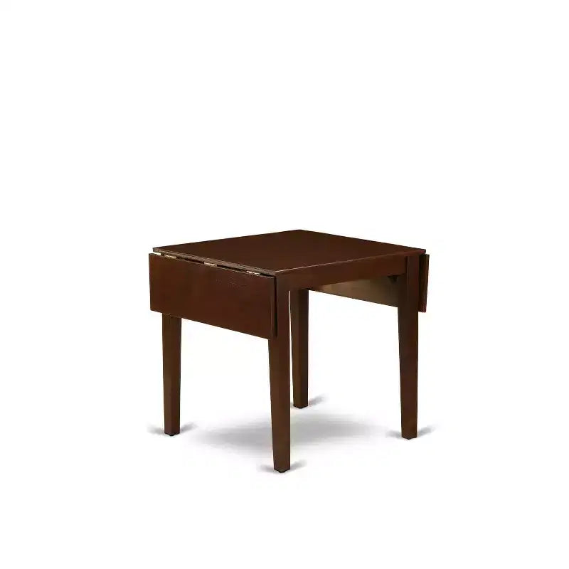Ensemble de salle à manger rectangulaire 5 pièces en bois massif finition acajou, avec dessus de table et chaises rembourrées – 4 places