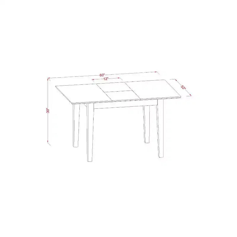 Ensemble de salle à manger 5 pièces en bois massif finition acajou – dessus de table en bois massif – sièges rembourrés – 4 places
