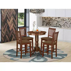 Ensemble de salle à manger hauteur comptoir - Table et chaises de cuisine bohèmes 5 pièces - Table ronde à pied central en bois