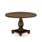 HomeStock Table de salle à manger ronde 5 pièces avec plateau en bois massif finition jacobéenne vieillie et 4 chaises Parson