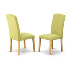 Ensemble de salle à manger 7 pièces - Table ovale avec rallonge et 6 chaises - Tissu lin et pieds en chêne - Pour cuisine et salle à manger