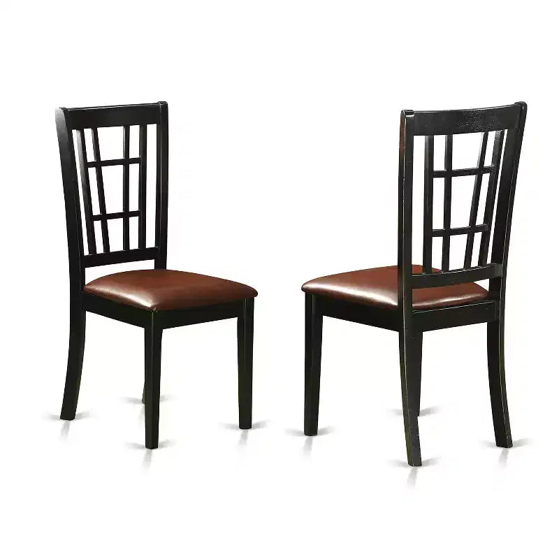 Table de salle à manger HomeStock 5 pièces à plateau carré en bois massif avec finition noire et cerisier, et 4 chaises