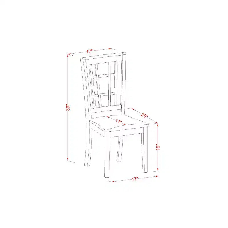 Table de salle à manger HomeStock 5 pièces à plateau carré en bois massif avec finition noire et cerisier, et 4 chaises