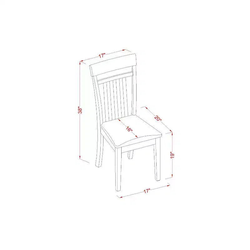 Ensemble de salle à manger 3 pièces Table avec rallonge papillon et 2 chaises en similicuir - Acajou 32x54 pouces