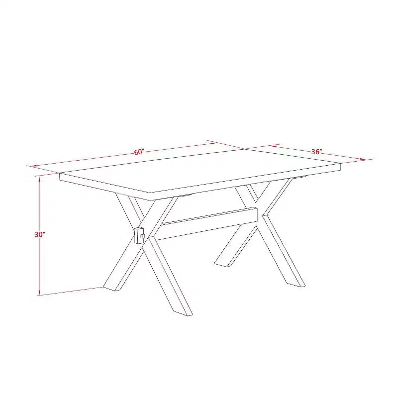 HomeStock Table à manger 5 pièces en bois massif finition jacobine vieillie avec 4 chaises de salle à manger dépareillées