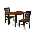 HomeStock 3-Pc Black and Cherry Finish Solid Wood Top Dining Table Set