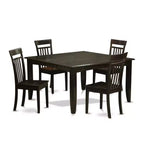 HomeStock 5-Piece Square Cappuccino Finish Solid Wood Top Dining Table with 4 Chairs