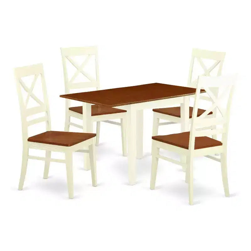5-Piece Buttermilk and Cherry Solid Wood Top - Dining Room Set - (Seats-4)