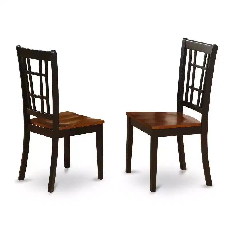 Ensemble de salle à manger 5 pièces en bois massif noir et merisier - (4 places)