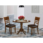 Ensemble de salle à manger/coin repas - Table et chaises rondes 3 pièces - Idéal petits espaces - Finition expresso