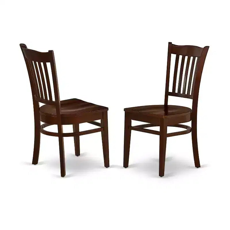 Table à manger HomeStock ronde 5 pièces en bois massif finition acajou avec 4 chaises