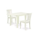 HomeStock 3-Piece Linen White Finish Solid Wood Top Dining Table Set