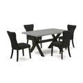 HomeStock 5-Piece Natural Oak Finish Solid Wood Top Dining table with 4 Chairs