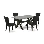 HomeStock 5-Piece Natural Oak Finish Solid Wood Top Dining table with 4 Chairs