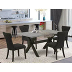 Ensemble de salle à manger HomeStock 5 pièces, table avec plateau en bois massif finition chêne naturel et 4 chaises
