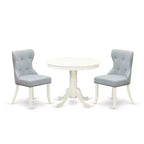 3-Piece Linen White Finish Solid Wood Top - Dining Room Set (Seats 4)