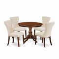 HomeStock 5-Piece Mahogany Finish Solid Wood Top Dining table with 4 Chairs