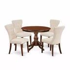HomeStock 5-Piece Mahogany Finish Solid Wood Top Dining table with 4 Chairs