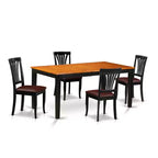 HomeStock 5-Pc Black and Cherry Finish Solid Wood Top - Dining Room Set - Seats 4