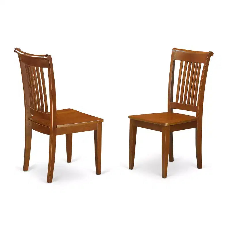 Table à manger 7 pièces ovale en bois massif finition brun selle avec 6 chaises avec