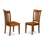 Table à manger 7 pièces ovale en bois massif finition brun selle avec 6 chaises avec