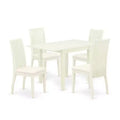 5-Piece Linen White Finish Solid Wood Top - Dining Room Set - Seats 4