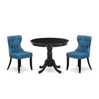 3-Piece Wirebrushed Black Solid Wood Top - Dining Room Set (Seats- 4)