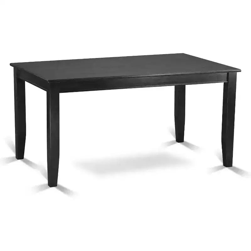 Table à manger HomeStock 7 pièces en bois massif finition noire avec 6 chaises Parson