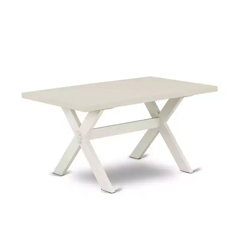 Table de salle à manger HomeStock 7 pièces avec plateau en bois massif et finition en chêne naturel et 6 chaises Parson