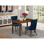 Ensemble de salle à manger 3 pièces HomeStock avec table rectangulaire à plateau en bois massif au fini noyer antique