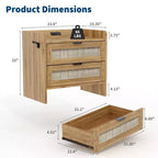 Table de chevet en rotin, avec station de charge USB-C, 2 tiroirs de rangement, table d'appoint bohème pour chambre, salon, bureau