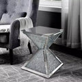 Royal Hampton End Table with Faux Diamonds Inlay , Silver and Clear
