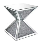 Table d'appoint Royal Hampton avec incrustation de faux diamants, argent et transparent