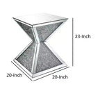 Table d'appoint Royal Hampton avec incrustation de faux diamants, argent et transparent