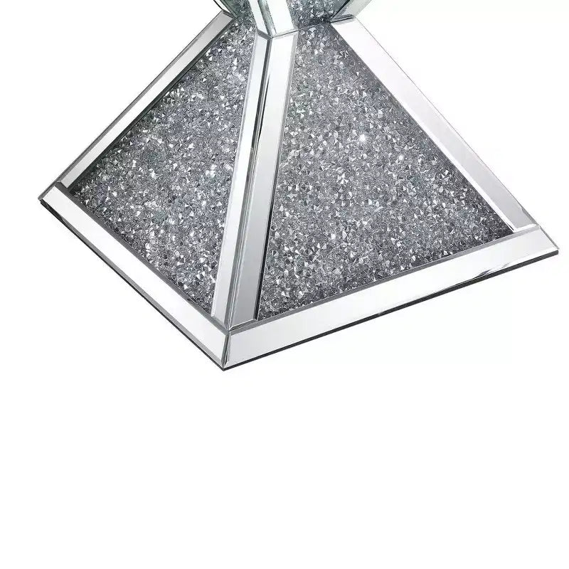 Table d'appoint Royal Hampton avec incrustation de faux diamants, argent et transparent
