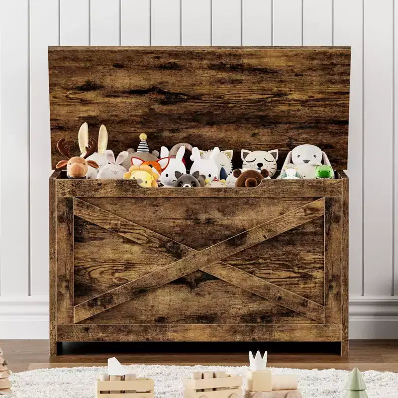 Banc de rangement en bois de 76 cm avec charnière de sécurité, grand coffre à chaussures, montage facile, polyvalent pour entrée, salon et chambre