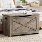 Banc de rangement en bois de 76 cm avec charnière de sécurité, grand coffre à chaussures, montage facile, polyvalent pour entrée, salon et chambre