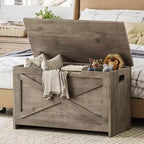 Banc de rangement en bois de 76 cm avec charnière de sécurité, grand coffre à chaussures, montage facile, polyvalent pour entrée, salon et chambre