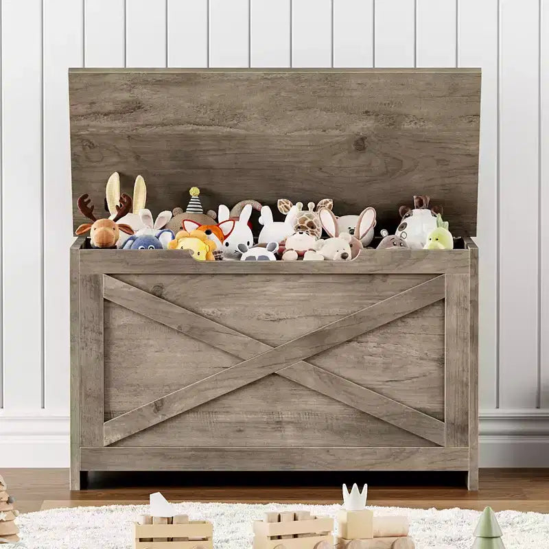 Banc de rangement en bois de 76 cm avec charnière de sécurité, grand coffre à chaussures, montage facile, polyvalent pour entrée, salon et chambre