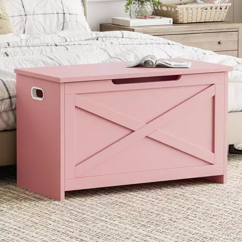 Banc de rangement en bois de 76 cm avec charnière de sécurité, grand coffre à chaussures, montage facile, polyvalent pour entrée, salon et chambre