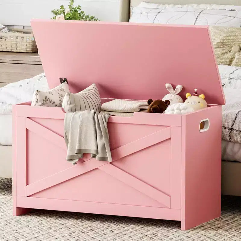 Banc de rangement en bois de 76 cm avec charnière de sécurité, grand coffre à chaussures, montage facile, polyvalent pour entrée, salon et chambre