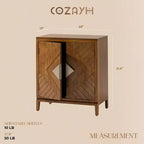 COZAYH Lot de 2 armoires de rangement de style ferme, meubles d'appoint avec portes en bois géométriques pour entrée, salon ou salle à manger, bois