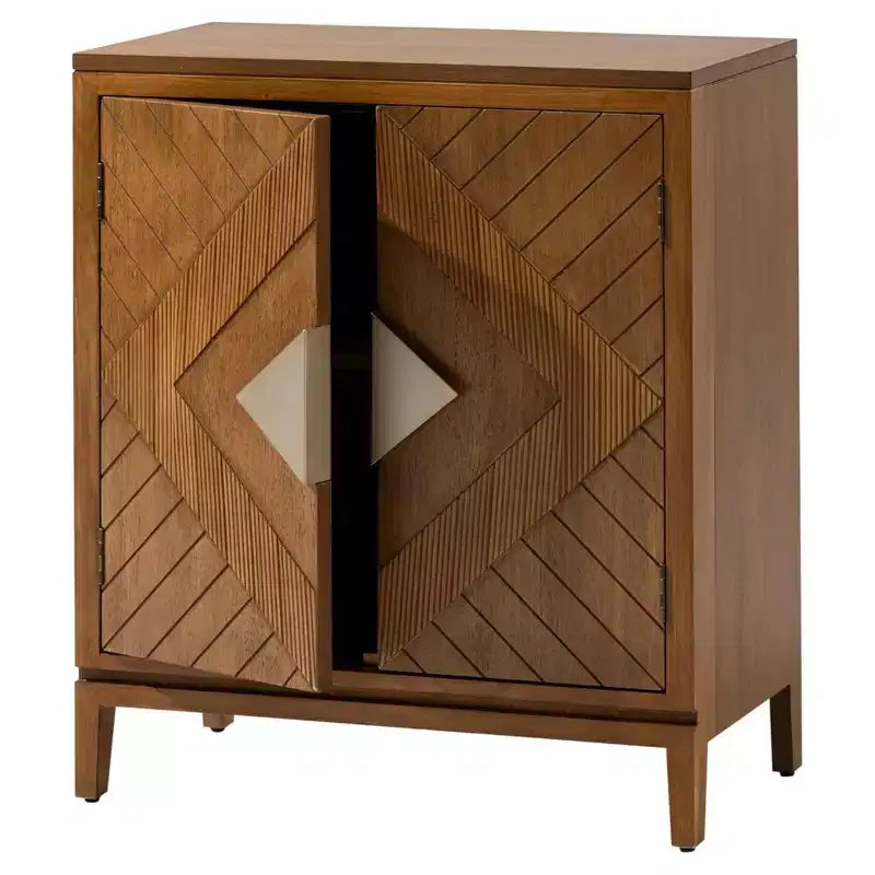 COZAYH Lot de 2 armoires de rangement de style ferme, meubles d'appoint avec portes en bois géométriques pour entrée, salon ou salle à manger, bois