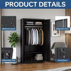 Armoire de rangement métallique COZONY, acier laminé à froid de 0,6 mm, 2 étagères et tringle à vêtements pour placard de chambre à coucher