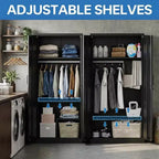 Armoire de rangement métallique COZONY, acier laminé à froid de 0,6 mm, 2 étagères et tringle à vêtements pour placard de chambre à coucher