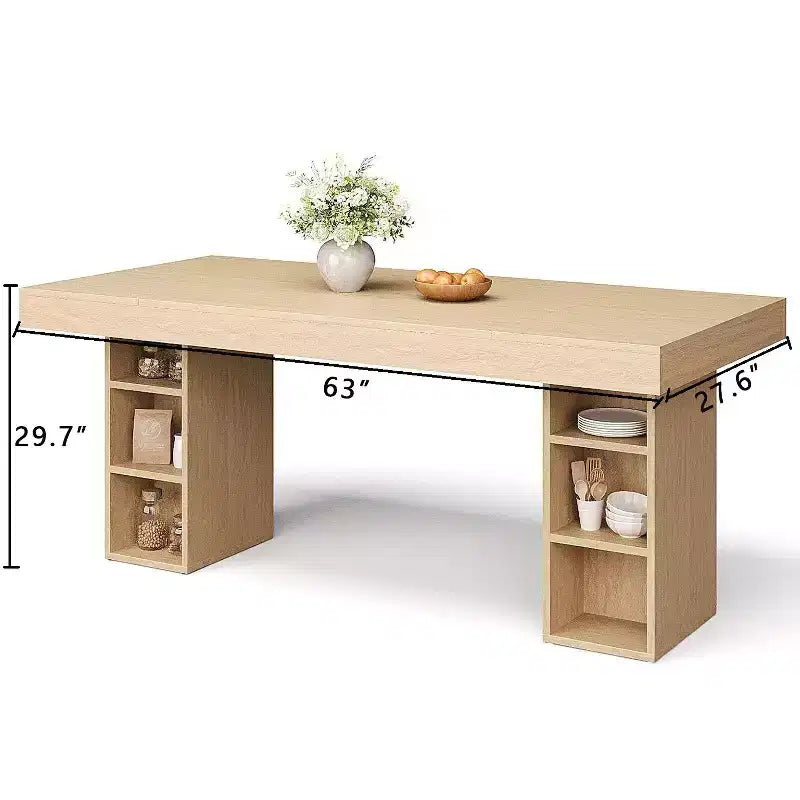 Grand Rangement Double Face - Table à Manger Rectangulaire en Bois de 160 cm, Accueille 6 Personnes, Robuste et Facile à Monter, pour Salle à Manger ou Bureau