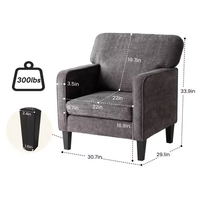 Chaise de lecture MAYEERTY avec accoudoir et dossier, fauteuil de salon confortable pour chambre à coucher, salle d'attente, salle de réception